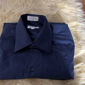 Mens Dark Blue Dress/Casual Long Sleeved Button down shirt w/Side Pocket 100% Co